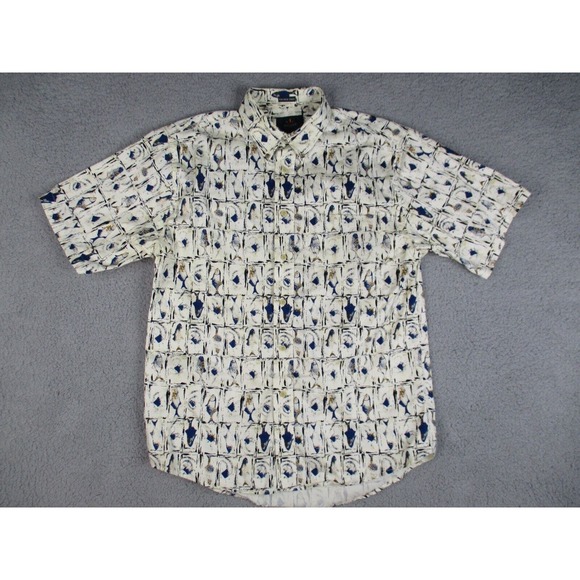 Ivy Crew Other - Ivy Crew Shirt Mens Large Beige Blue Fish Outdoor Button Down Short Sleeve‎